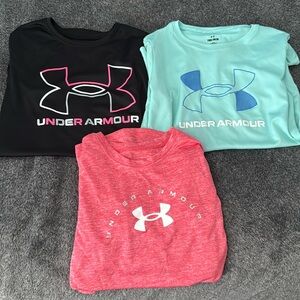 Under Armour Kids' Aqua Coral and Black Tees Bundle